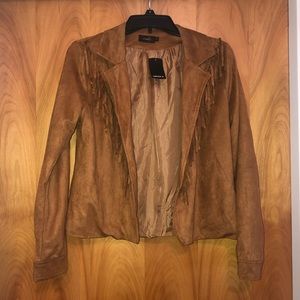 NWT faux suede fringe jacket